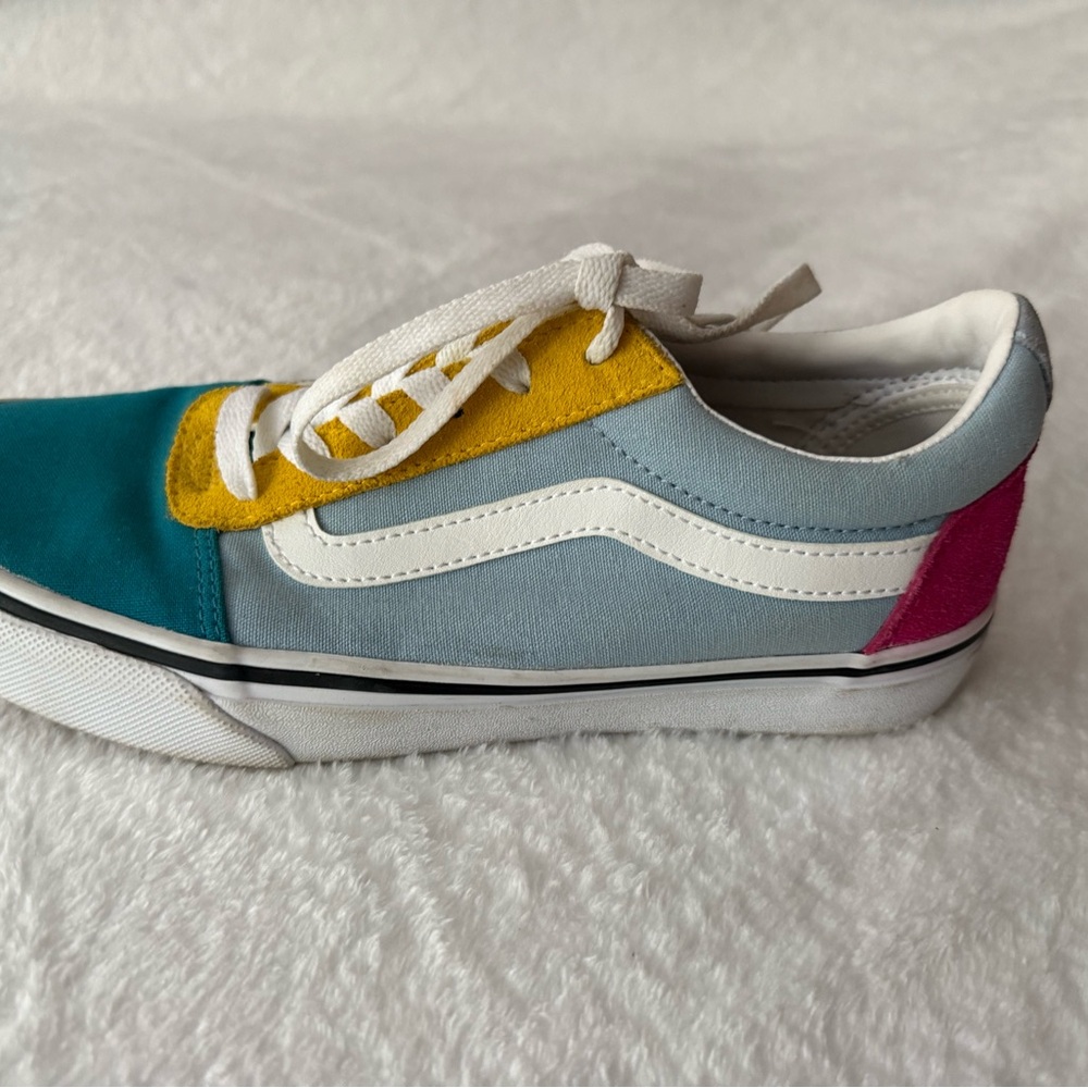 Vans Old Skool Color Block Blue Teal Yellow Magenta Sneakers 7.5 - Picture 5 of 9